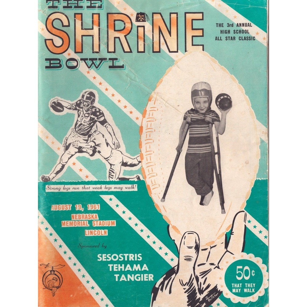 Vintage 1961 Nebraska Shrine Bowl 3rd Annual High School All Star Program